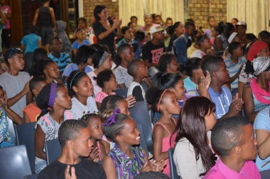 Audience members from all over Oudtshoorn watching theatre productions