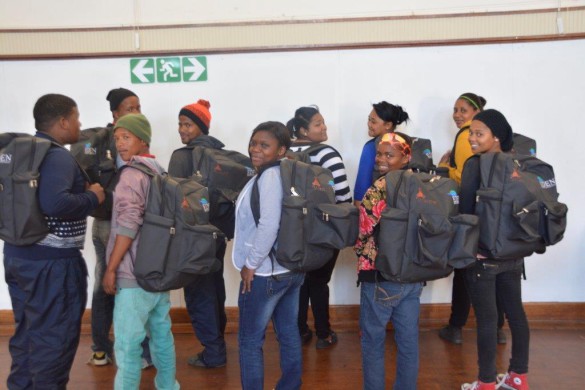 Peer educators receiving their training kits